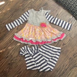 Cute boutique long sleeve dress with ruffle pants